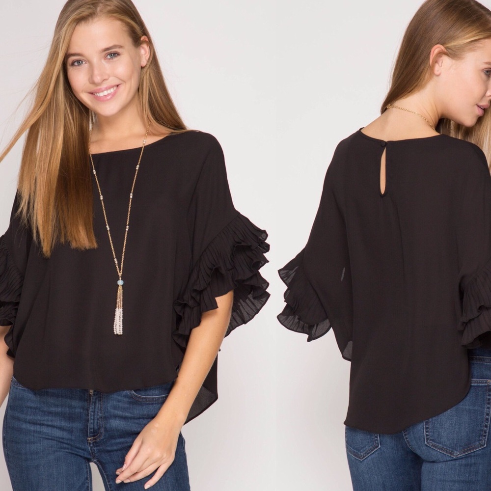 Ruffle sleeves blouse